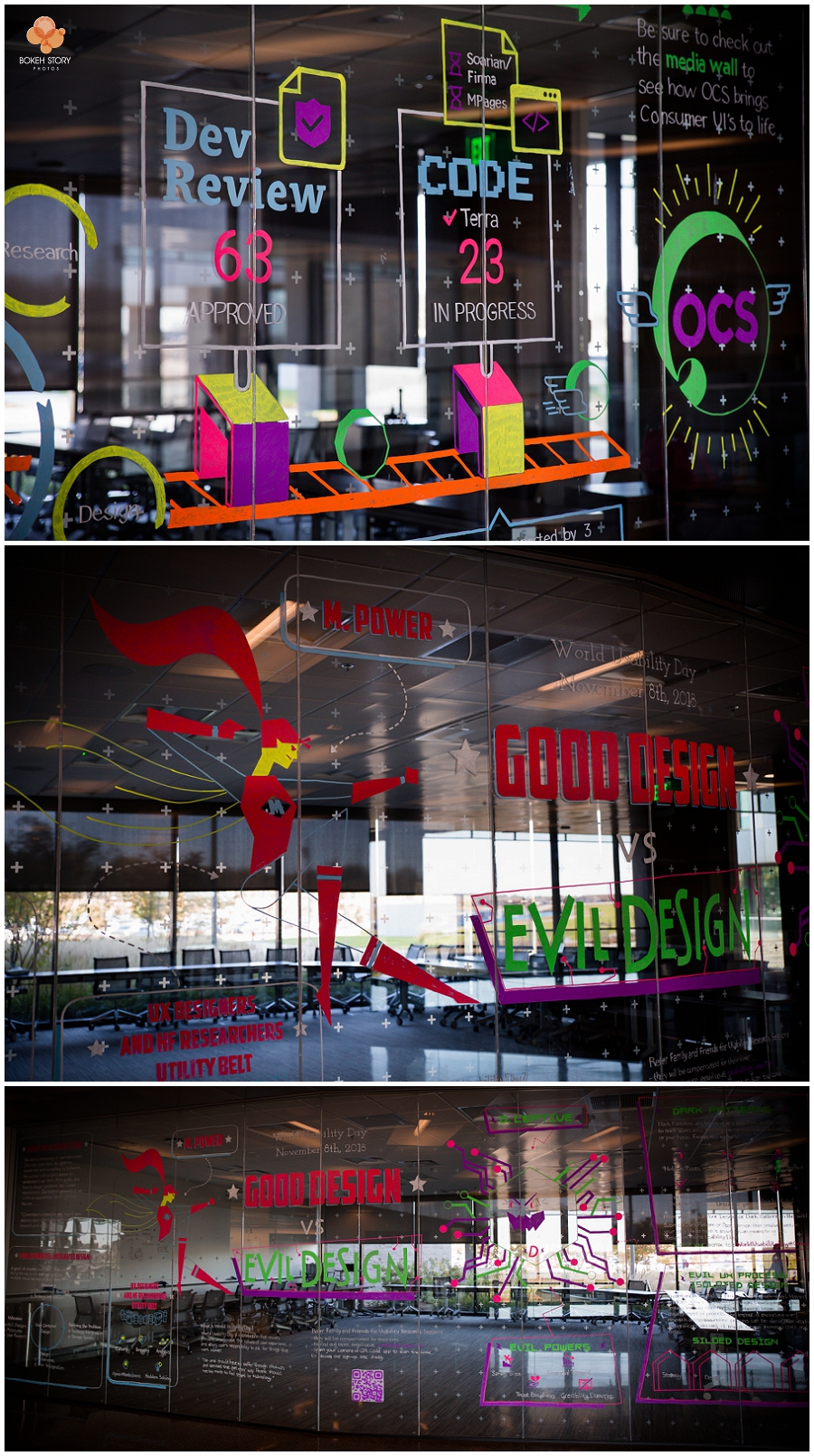 UX Glass Wall installation photography | Kansas City Corporate Photographer | Bokeh Story Photos