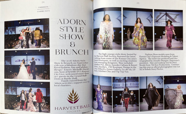 North Magazine November 2016 two-page Adorn Style Show and Brunch feature with runway photography by Lai Xu.