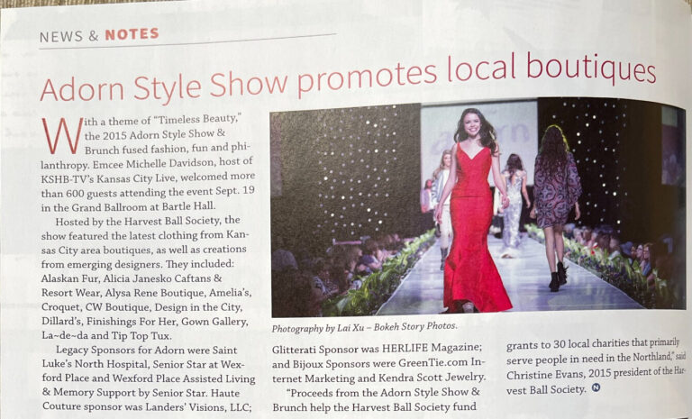 North Magazine November/December 2015 Adorn Style Show promotes local boutiques article with photography credited to Lai Xu.